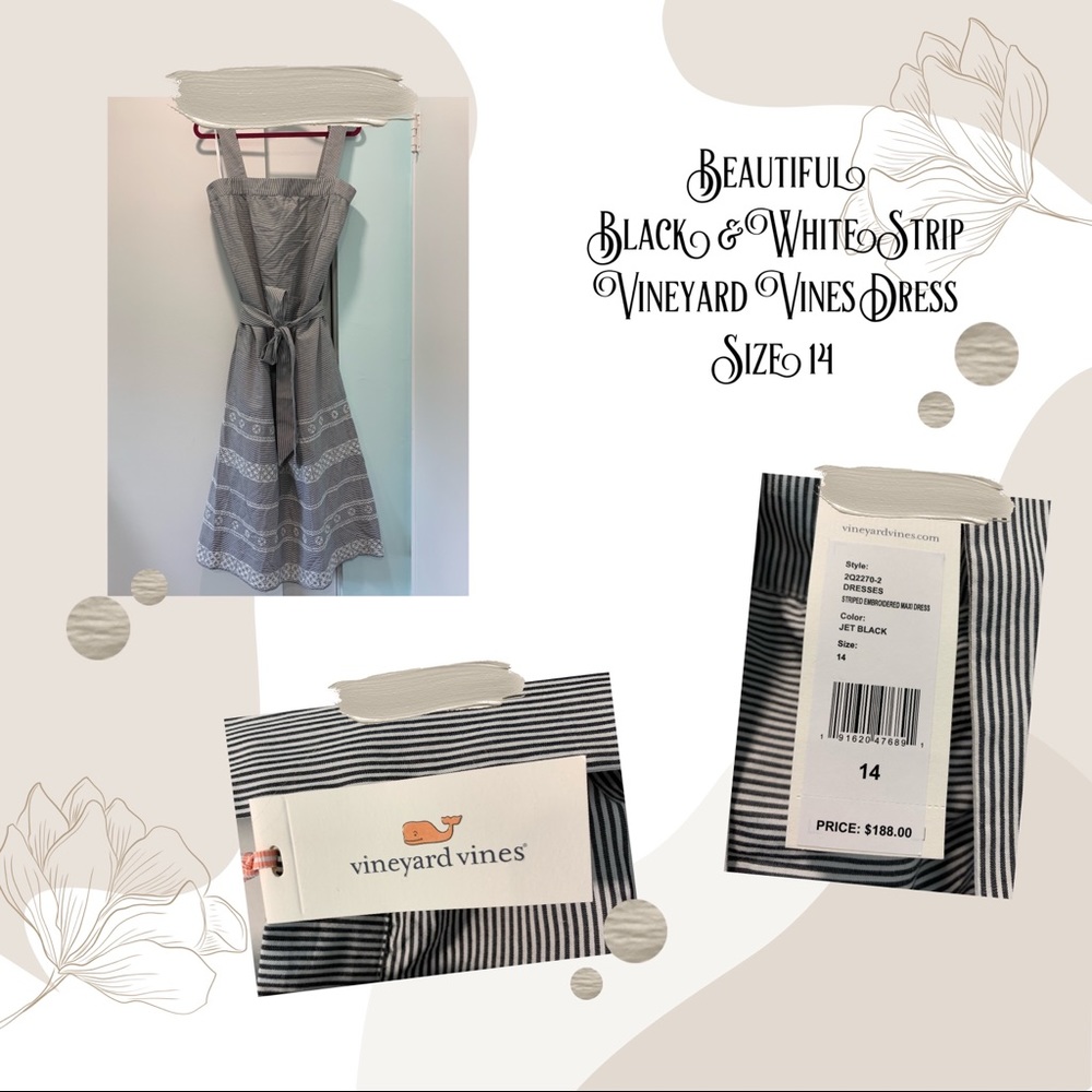 NWT Vineyard Vines Black & White Maxi Dress Sz14